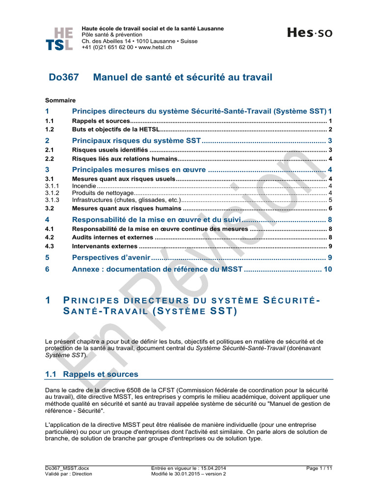 Audit MSST à la HETSL | PDF | Sécurité | Harcèlement
