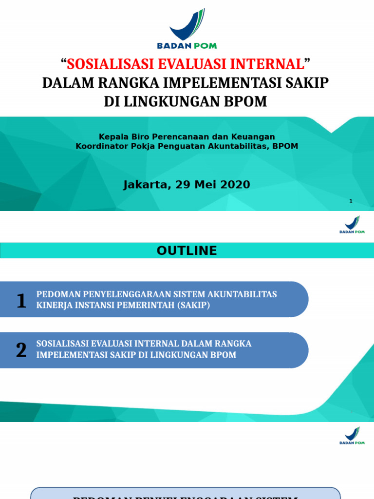 Sosialisasi Evaluasi Internal SAKIP BPOM | PDF