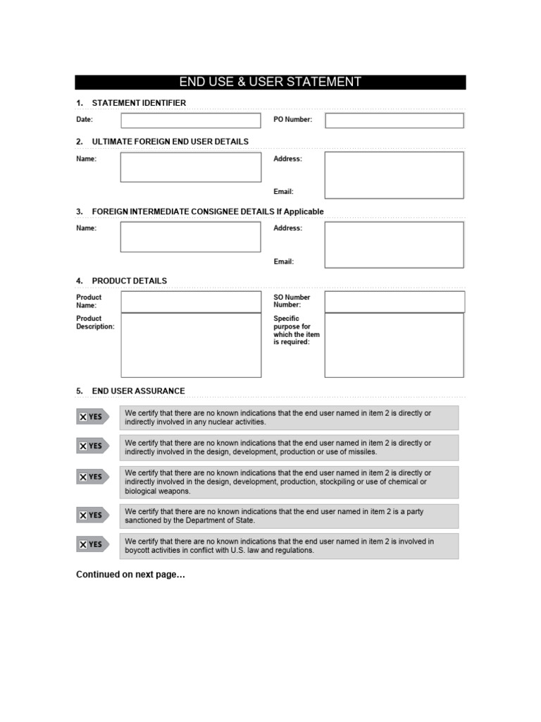 End User Certification for Export Compliance | PDF | International ...