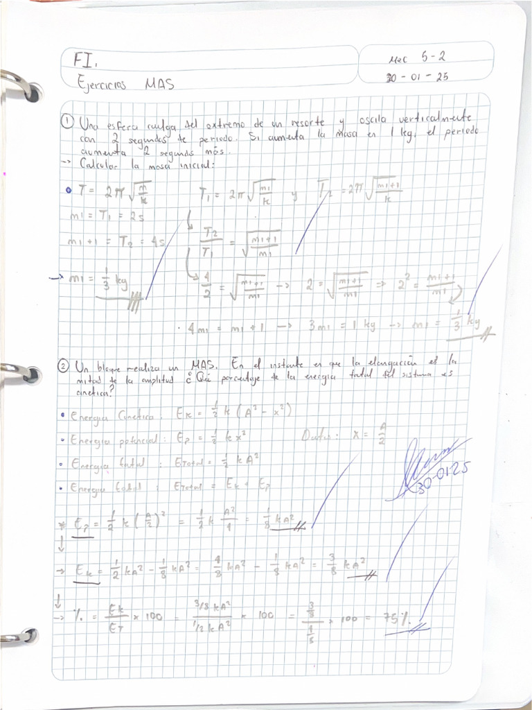 Ejercicios MAS Segunda Parte (30 Ene 2025 A La(s) 08:06) | PDF