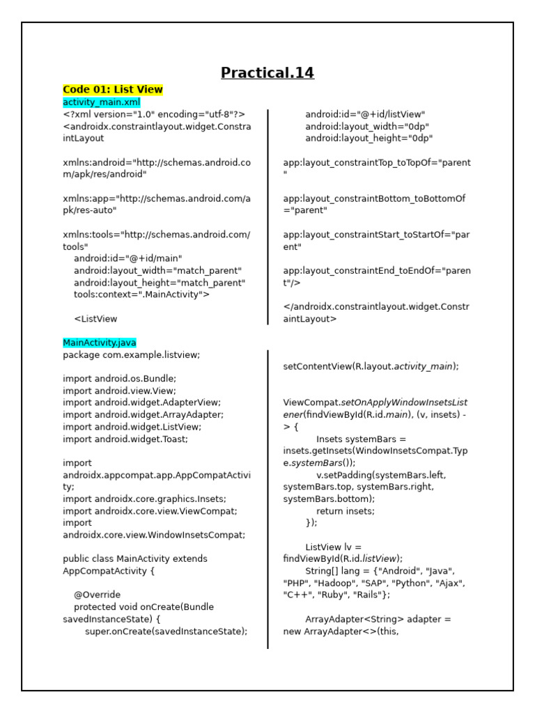 Practical.14 | PDF | Android (Operating System) | Computer Science