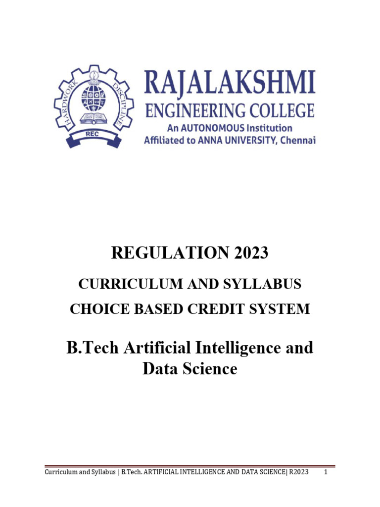 REC B.Tech AI & Data Science Syllabus 2023 | PDF | Matrix (Mathematics ...