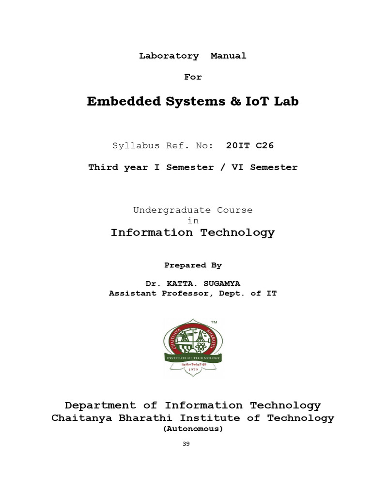 BE-IT-6th Sem-R20-ES and IoT Lab-Dr.K.Sugamya | PDF | Light Emitting ...
