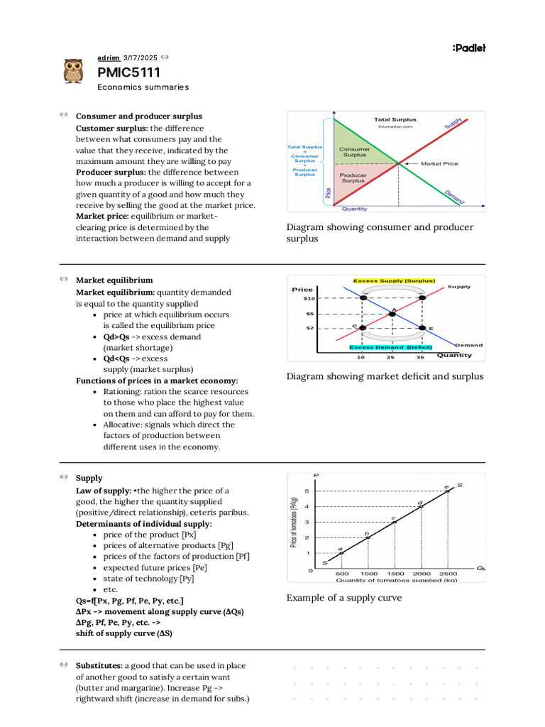 Padlet - PMIC5111 | PDF | Economic Surplus | Demand