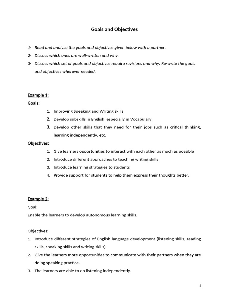 Evaluating Goals and Objectives in Education | PDF | Communication ...