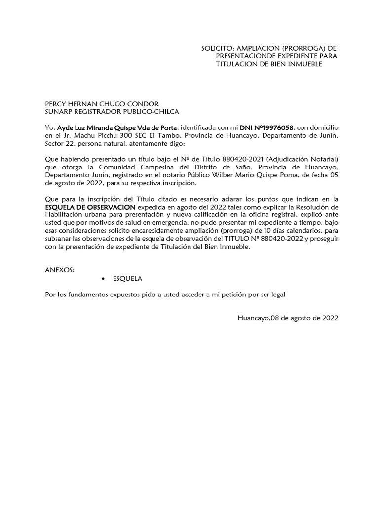 Prorroga Modelo | PDF