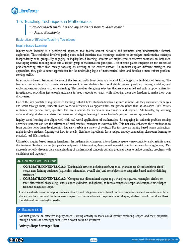 1.05 Teaching Techniques in Mathematics | PDF | Mindset ...