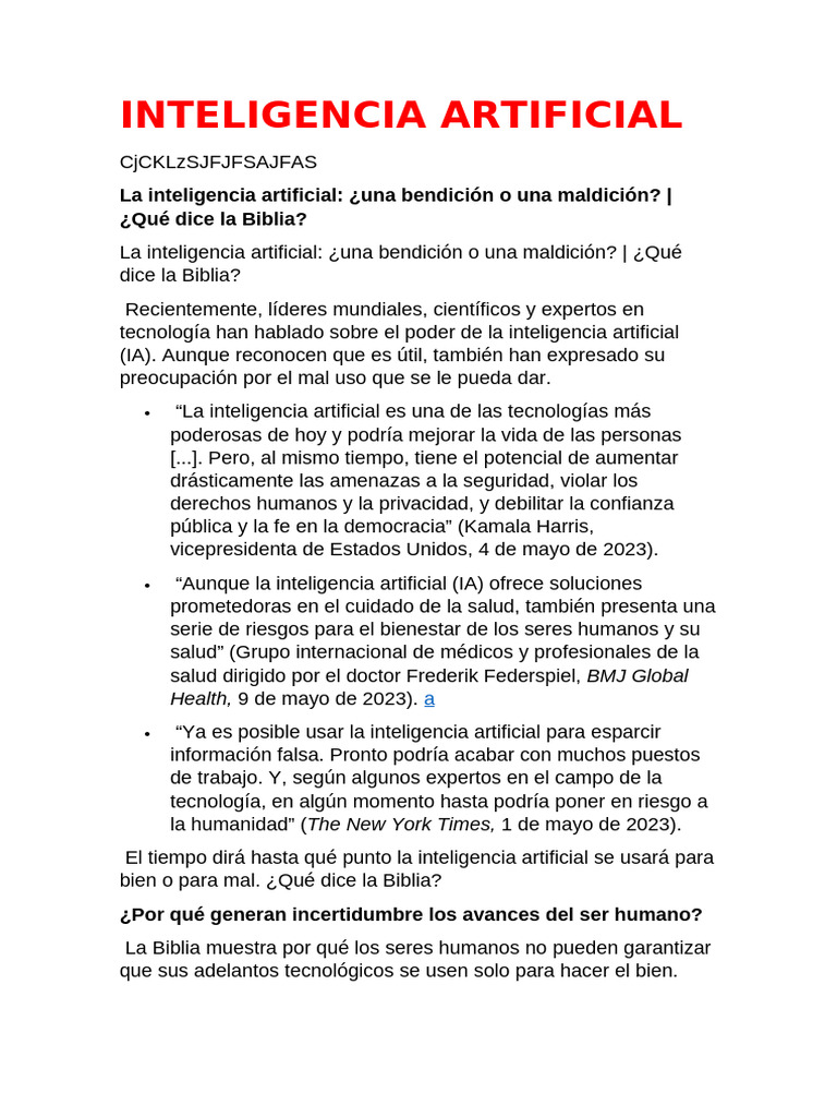La Biblia y la inteligencia artificial | PDF | Inteligencia artificial ...
