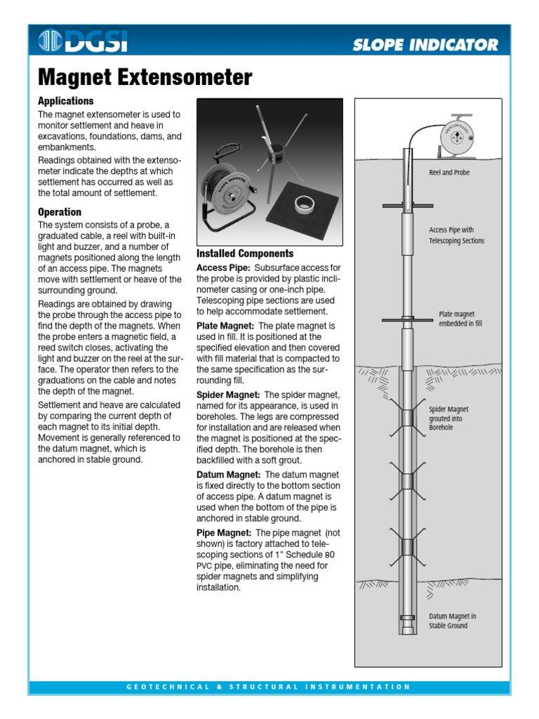 Magnetic Extensometer Overview | PDF | Pipe (Fluid Conveyance) | Rivet