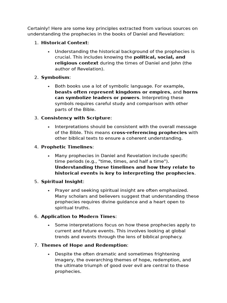 Key Principles for Daniel and Revelation Prophecies | PDF | Prophecy ...