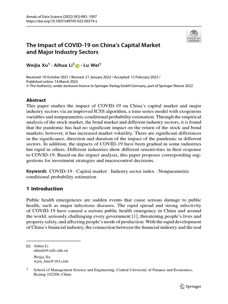 The Impact of COVID-19 On China's Capital Market and Major Industry ...