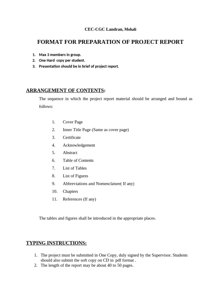 CGC 6th Sem Project Report Guidelines | PDF