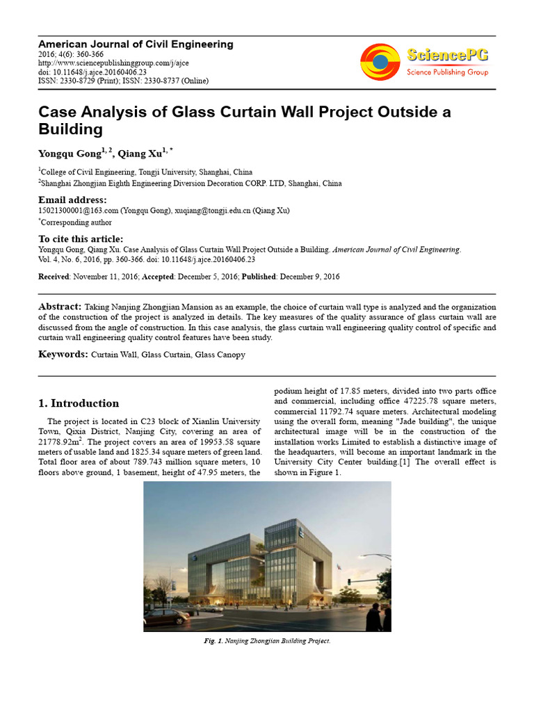 Case Analysis of Glass Curtain Wall Project Outsid | PDF | Beam ...