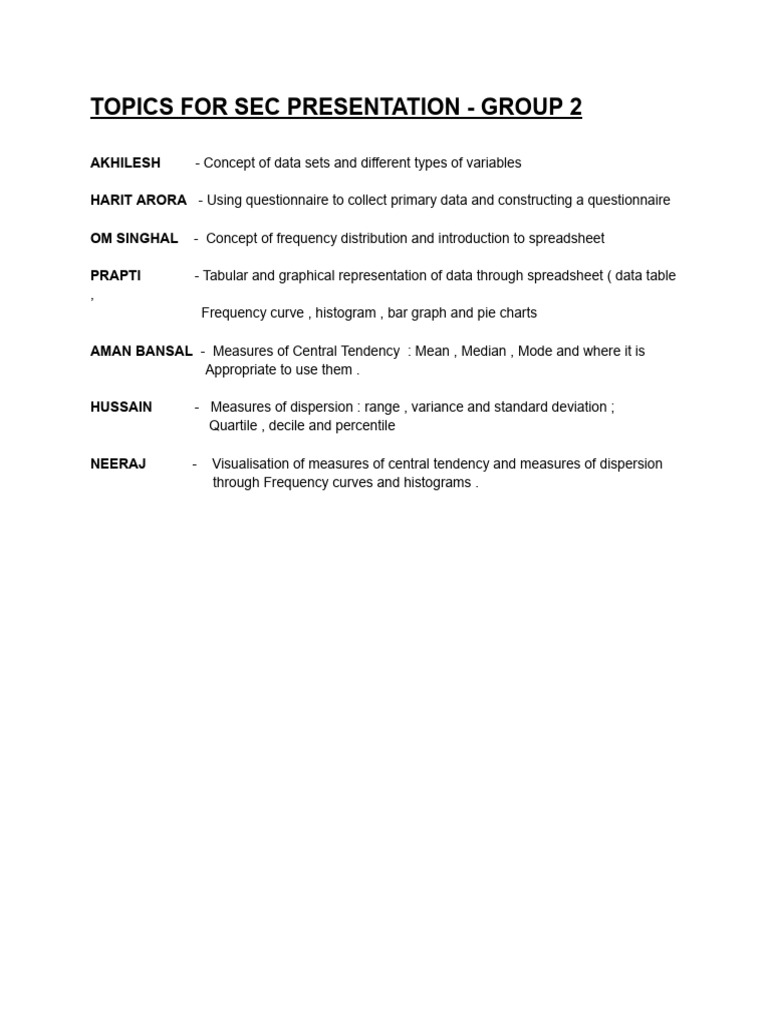 Topics For Sec Presentation - Group 2 | PDF
