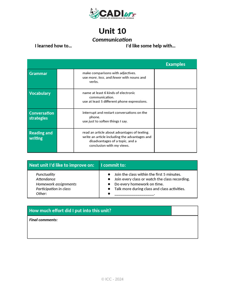 U10 - Learning Log | PDF
