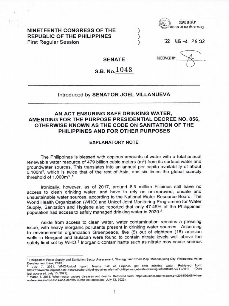 Safe Drinking Water Act Philippines | PDF | Drinking Water | Water Quality