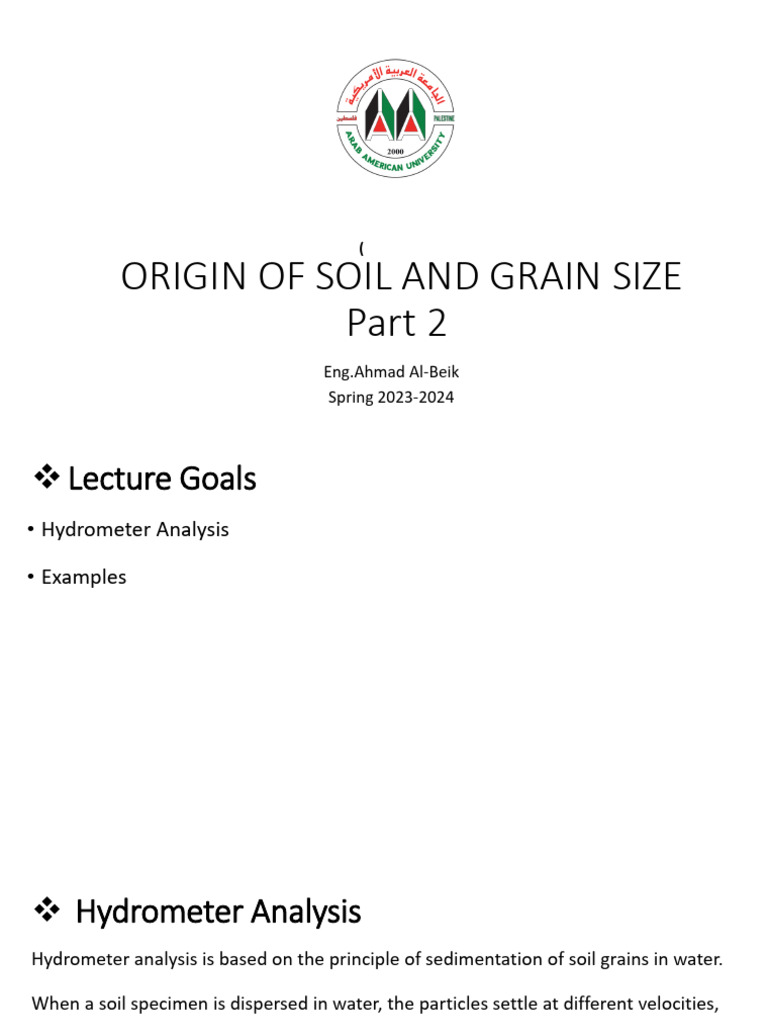 Origin of Soil and Grain Size Part 2 | PDF | Density | Particle Size ...