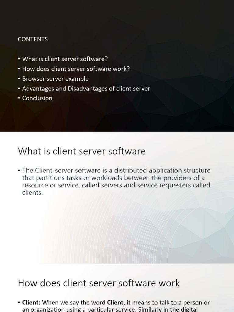 Understanding Client-Server Software | PDF | Client–Server Model ...