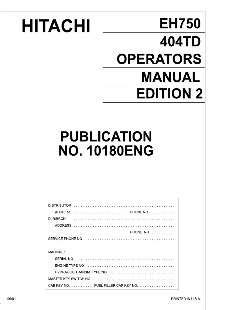 EH750 Operator's Manual Overview | PDF | Automatic Transmission