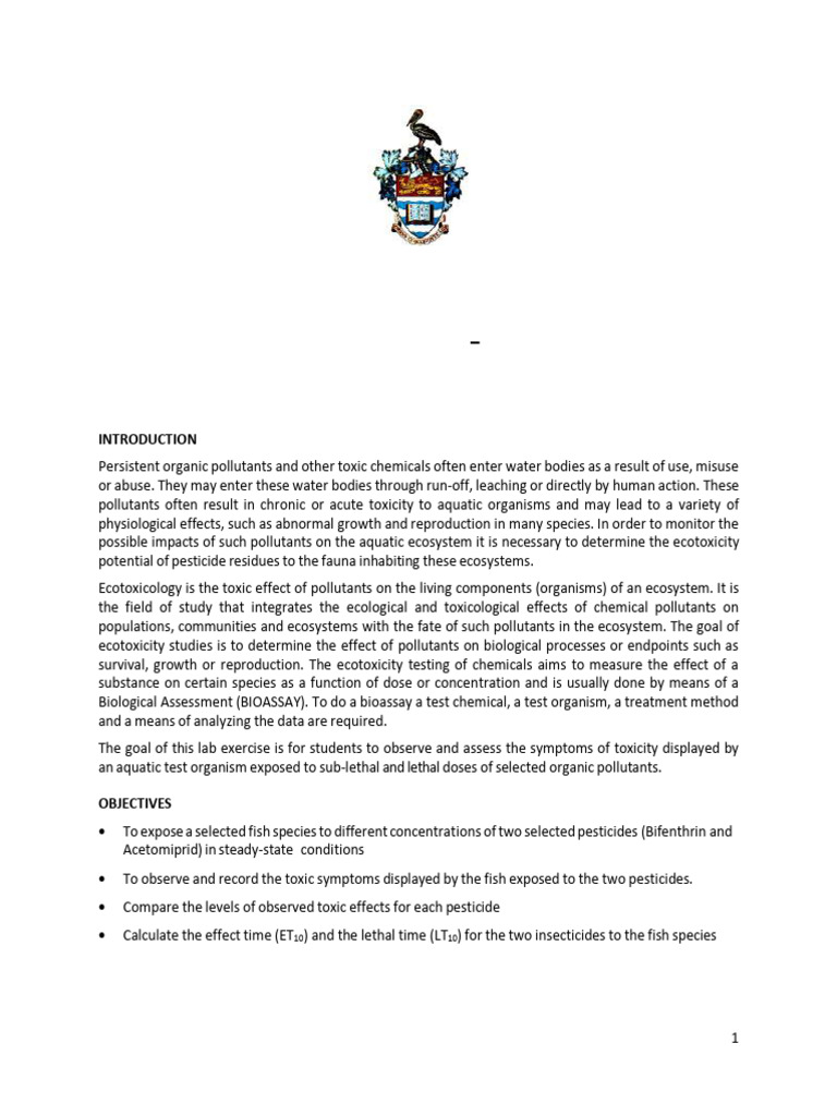 Ecotoxicity Testing of Pesticides on Fish | PDF | Toxicity | Pesticide