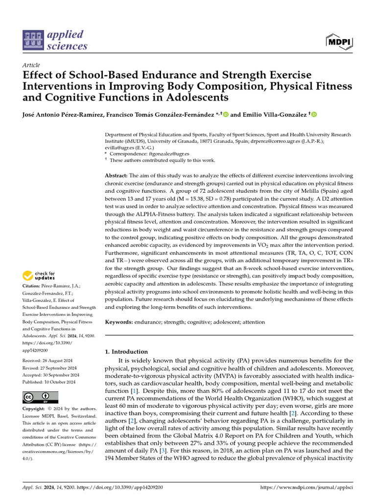 School Exercise Impact on Adolescents' Health | PDF | Physical Fitness ...