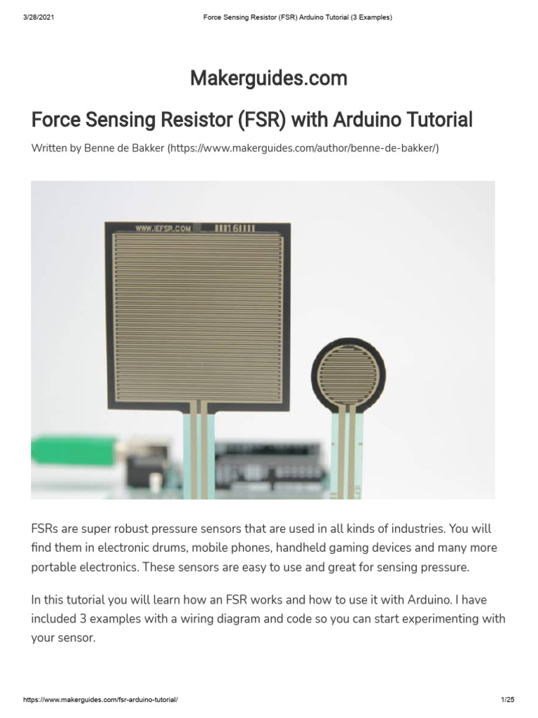 FSR 402 Arduino Tutorial: 3 Examples | PDF | Analog To Digital ...