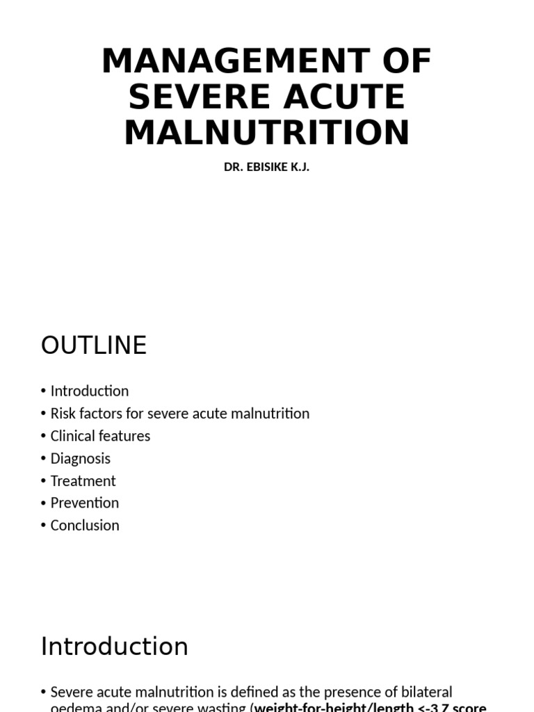 Management of Severe Acute Malnutrition | PDF | Malnutrition | Nutrition