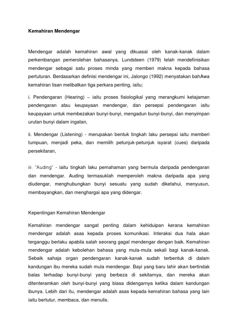 Kemahiran Mendengar Pdf