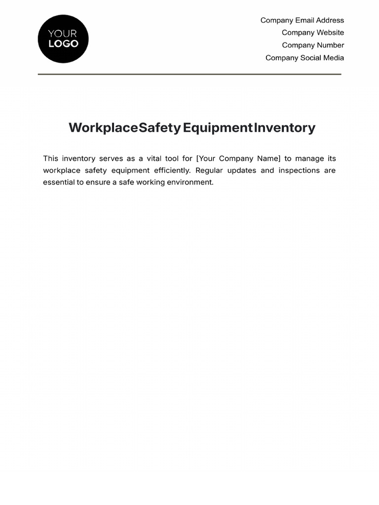 Workplace Safety Equipment Inventory Template | PDF