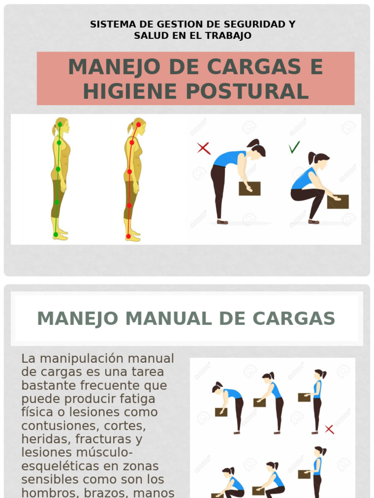 Higiene Postural y Manejo de Cargas | PDF | Dolor lumbar | La columna ...