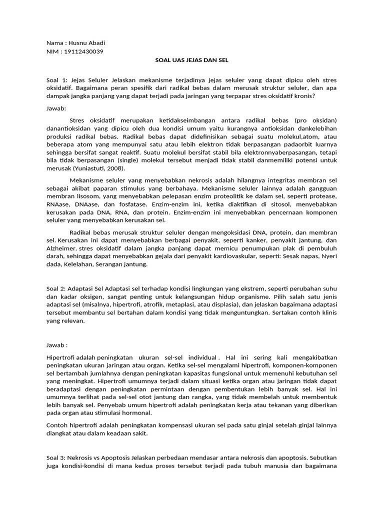Jejas Seluler dan Adaptasi Seluler dalam Biologi | PDF