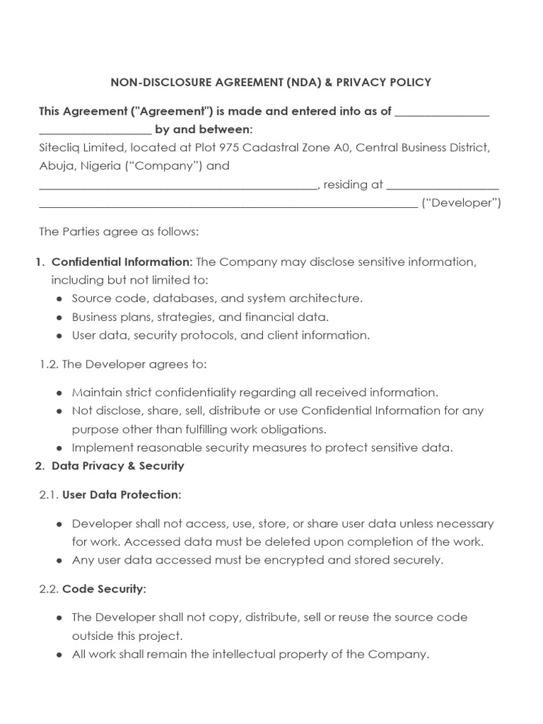 v2.0 - 2025 - Developer NDA and Information Form | PDF | Non Disclosure ...