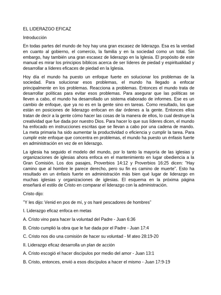 Liderazgo Eficaz en la Iglesia | PDF | Liderazgo | Cristo (título)