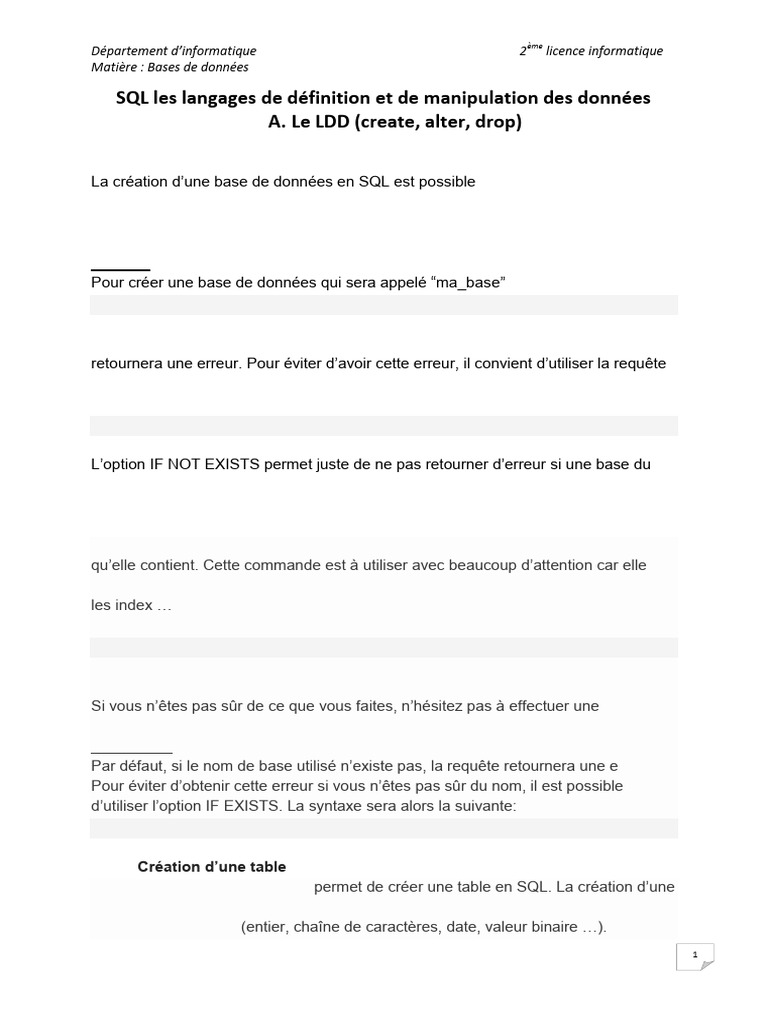 Commandes SQL pour Bases de Données | PDF | SQL | Bases de données