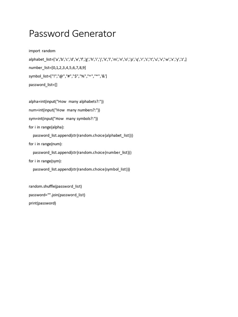 Random Password Generator Script | PDF