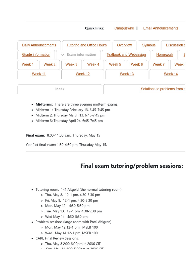 Math 241 Exam and Tutoring Schedule | PDF