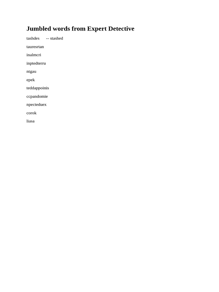 Jumbled Words From Expert Detective | PDF