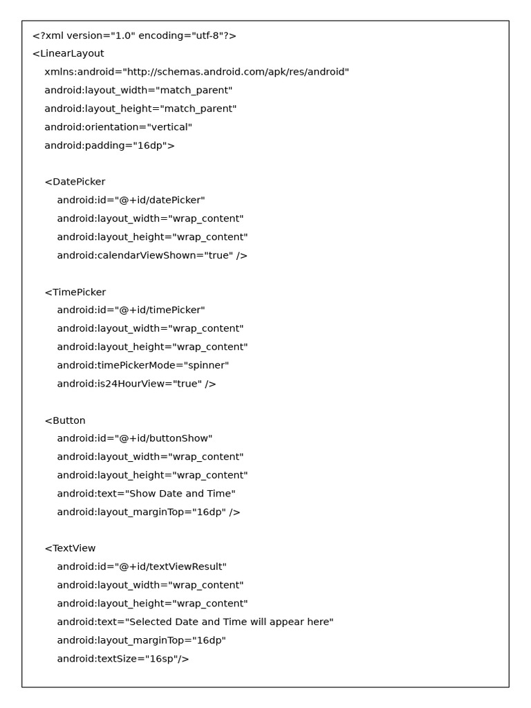 Java Date and Time Picker Example | PDF