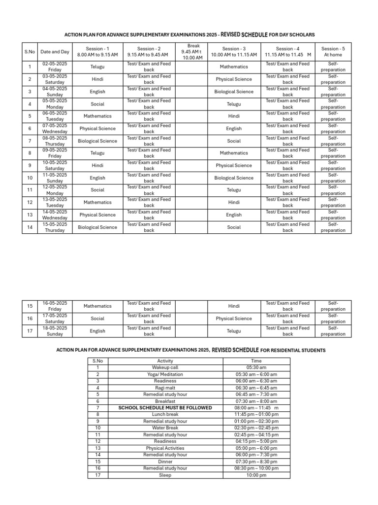 ASE Schedule 2025 for Students | PDF