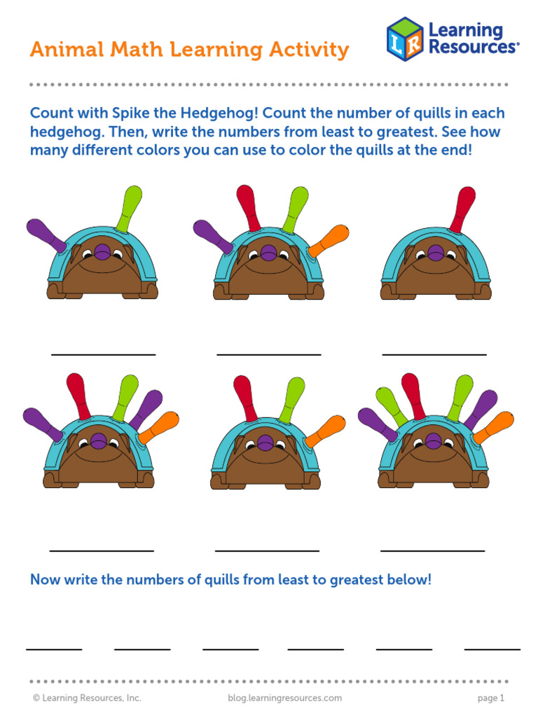 Animal Math Learning Activity | PDF