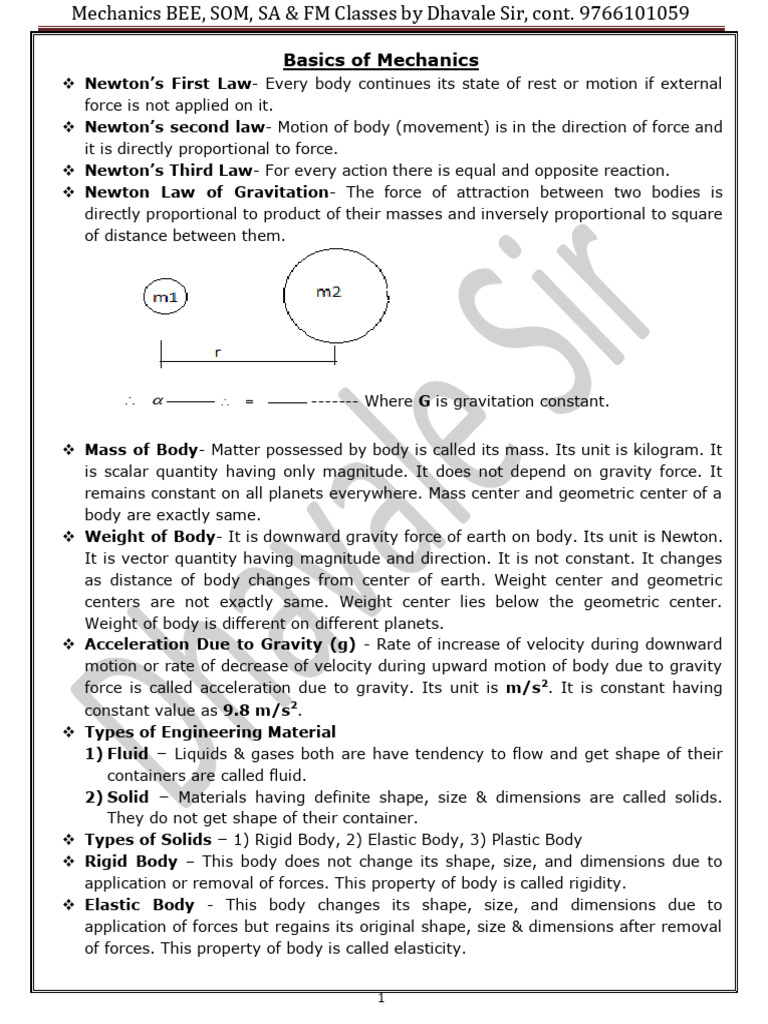 Mechanics Fundamentals and Concepts | PDF | Force | Newton's Laws Of Motion