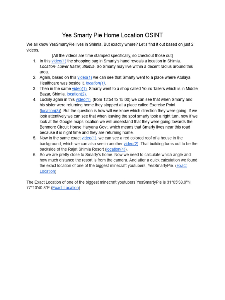 Yes Smarty Pie's Exact Location Revealed | PDF