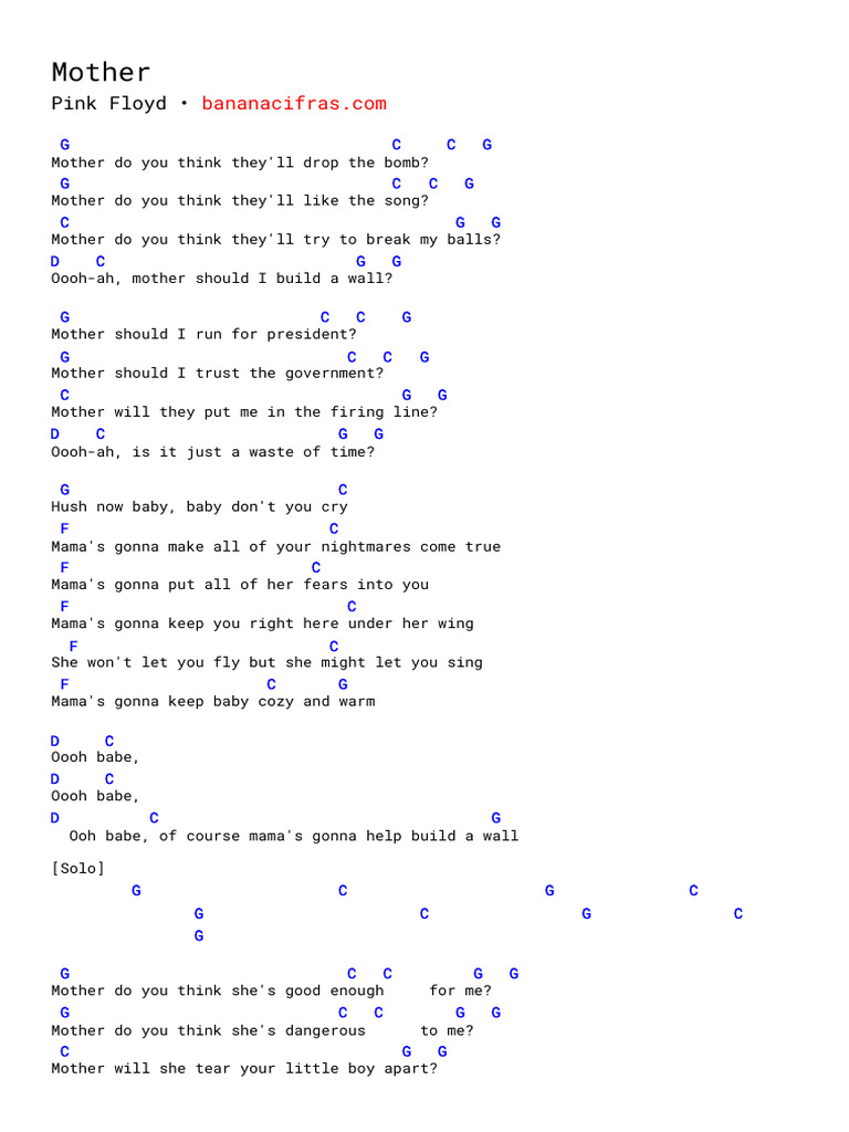 Mother CIFRA Pink Floyd | PDF