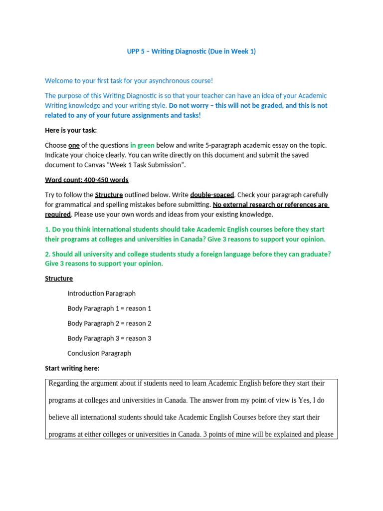 Assignment Week 1 Writing-1 | PDF | English Language | Reason