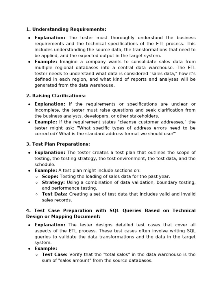 ETL Roles and Responciblity | PDF | Software Testing | Computing