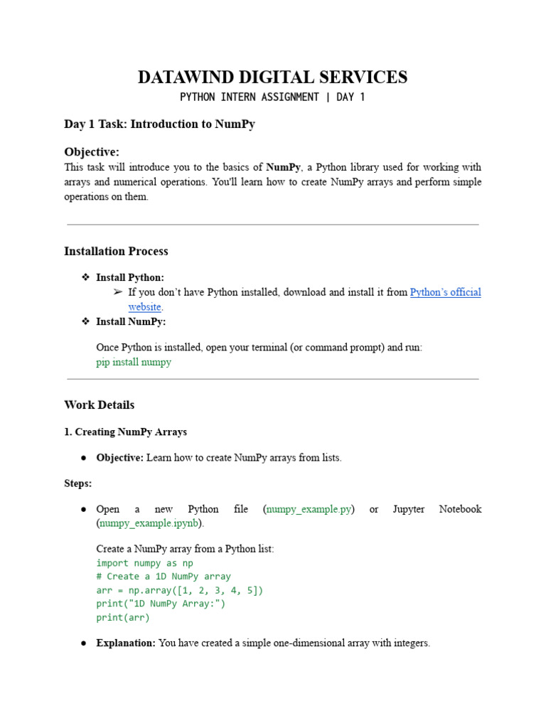 NumPy Basics for Python Interns | PDF | Matrix (Mathematics) | Mathematics