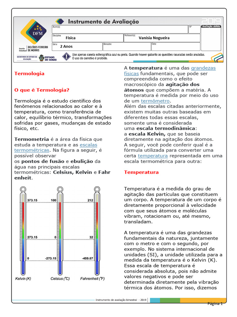 Estudo da Termologia e Calor | PDF | Temperatura | Calor