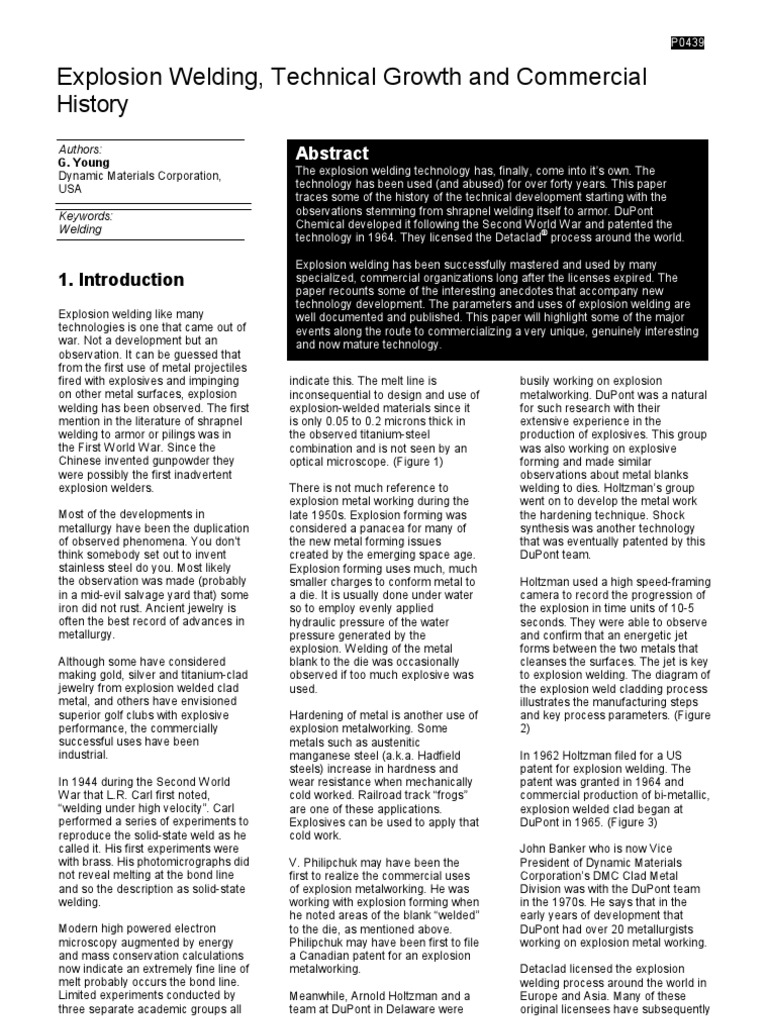 1 - Young Paper On EXW History | PDF | Steel | Welding