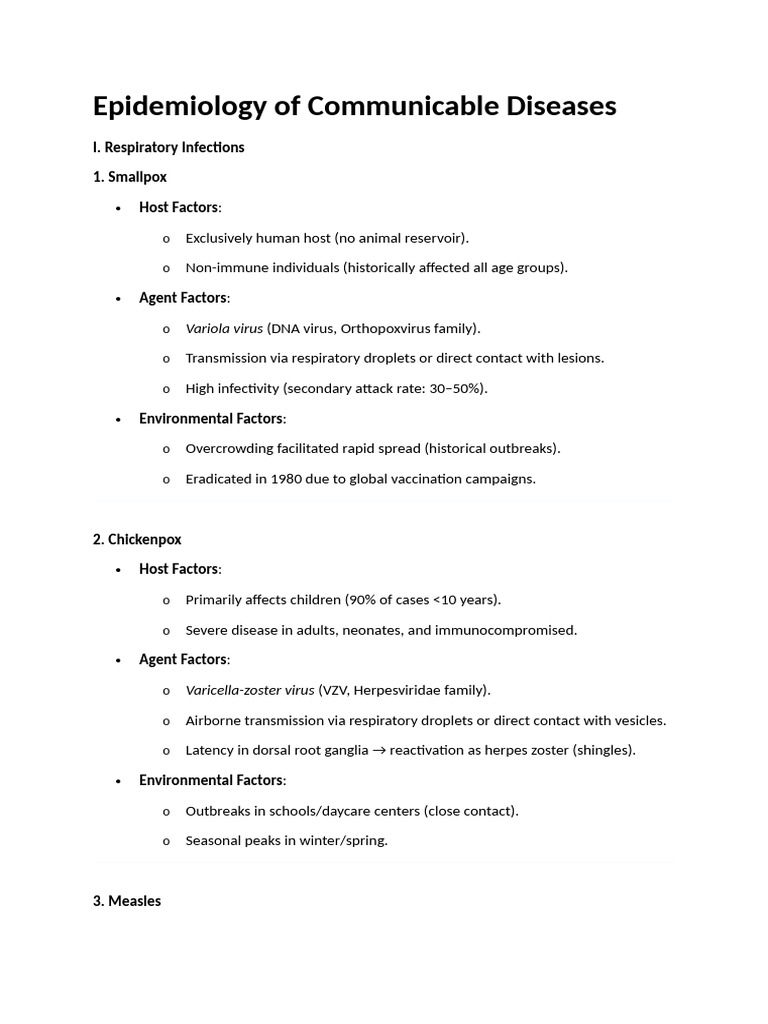 Epidemiology of Communicable Diseases | PDF | Tuberculosis | Infection