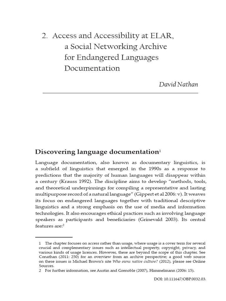 Accessing Endangered Language Archives | PDF | Metadata | Linguistics